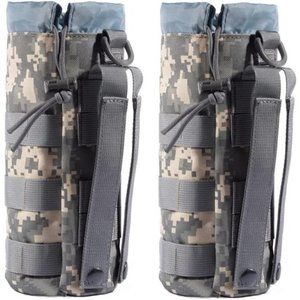 Set of 2  Water Bottles Pouch Bag, Tactical Drawstring Molle Water Bottle Holder